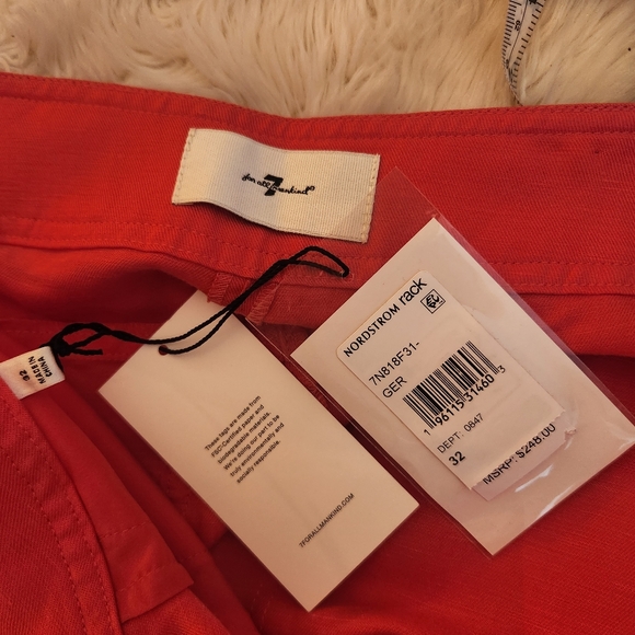 7 For All Man Kind NWT Linen Blend Wide Leg Trouser Pants Size 32 Red - Picture 12 of 15